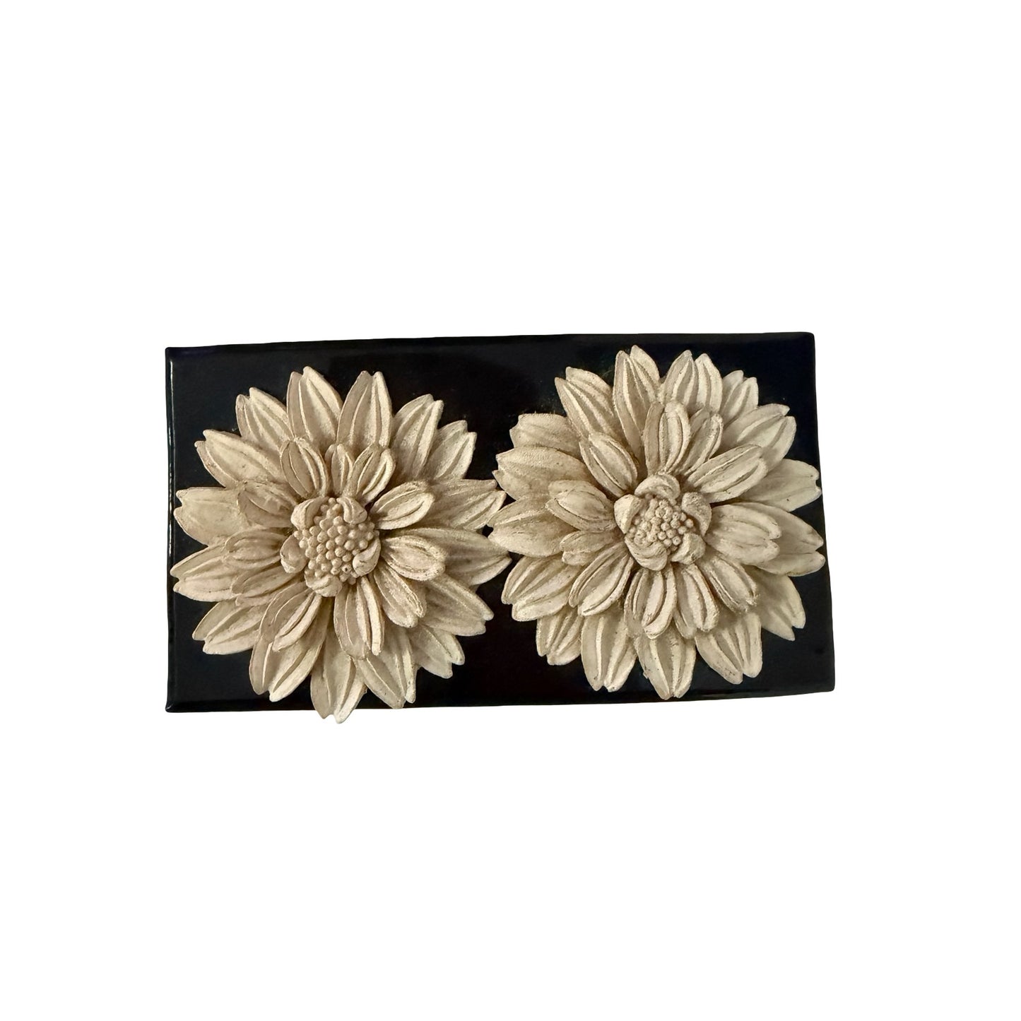 Vintage Floral Belt Buckle Black Cream Double Flower Western Boho Accessory