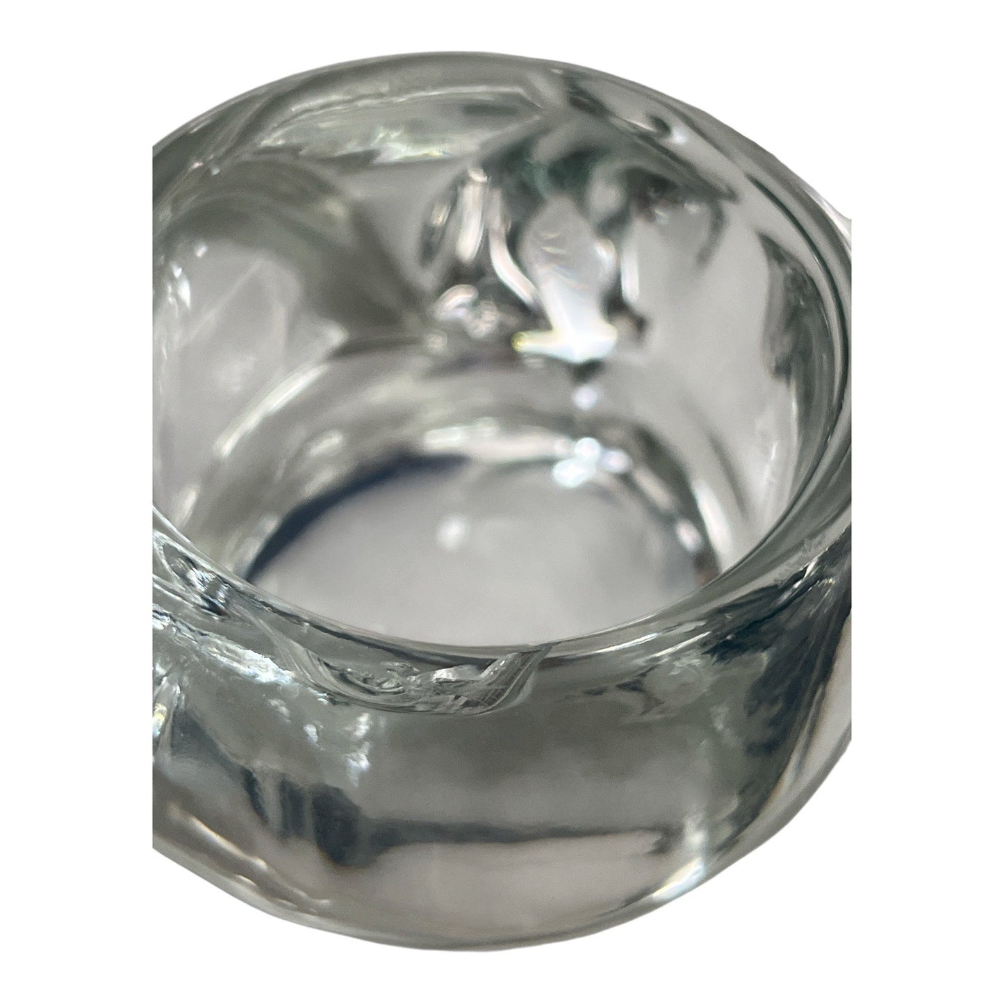 Indiana Glass Sleepy Cat Clear Glass Tealight Candle Holder 5 x 3 Vintage