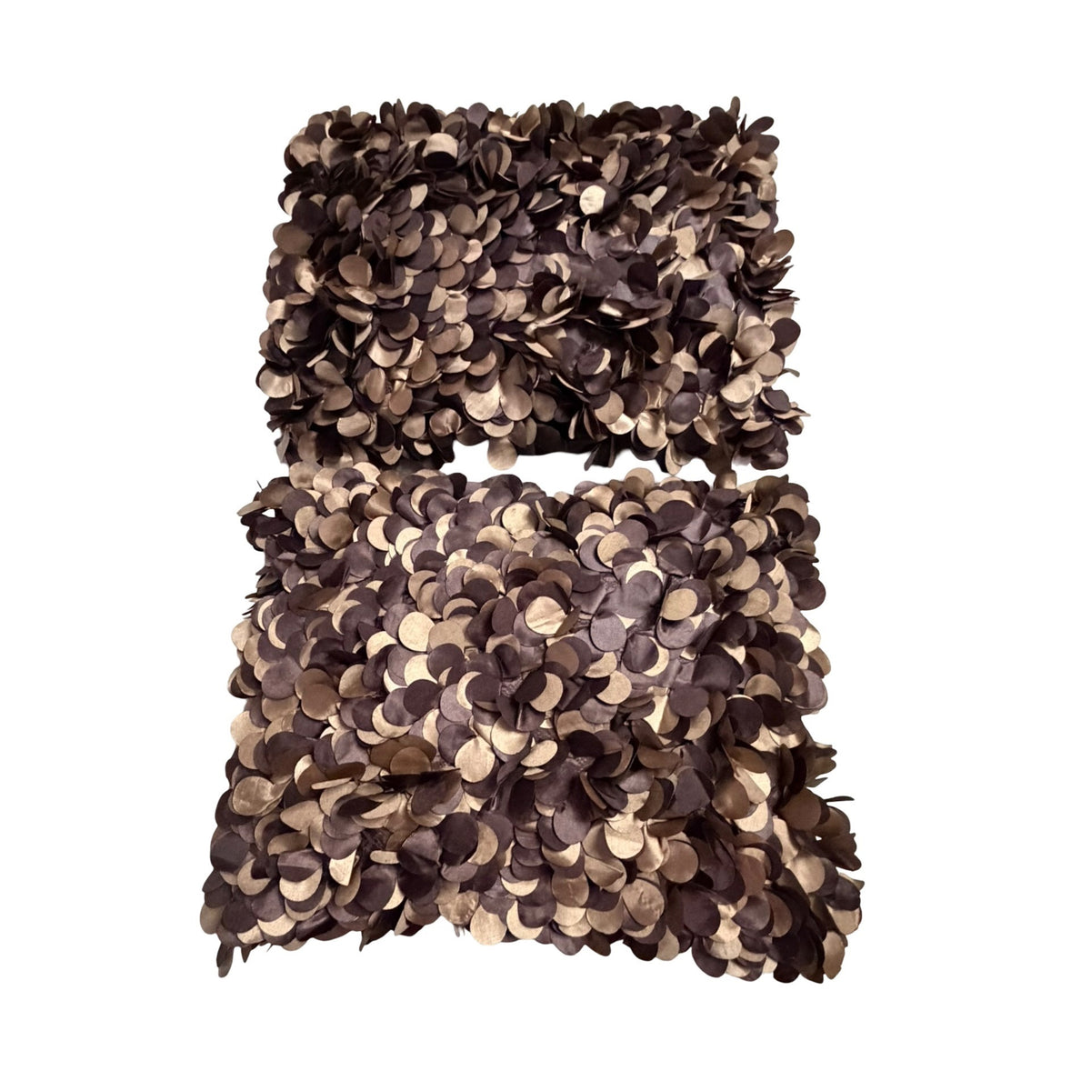Pier 1 Imports Petal Pillows Brown Gold 3D Floral Throw Cushions 16x12 Set of 2