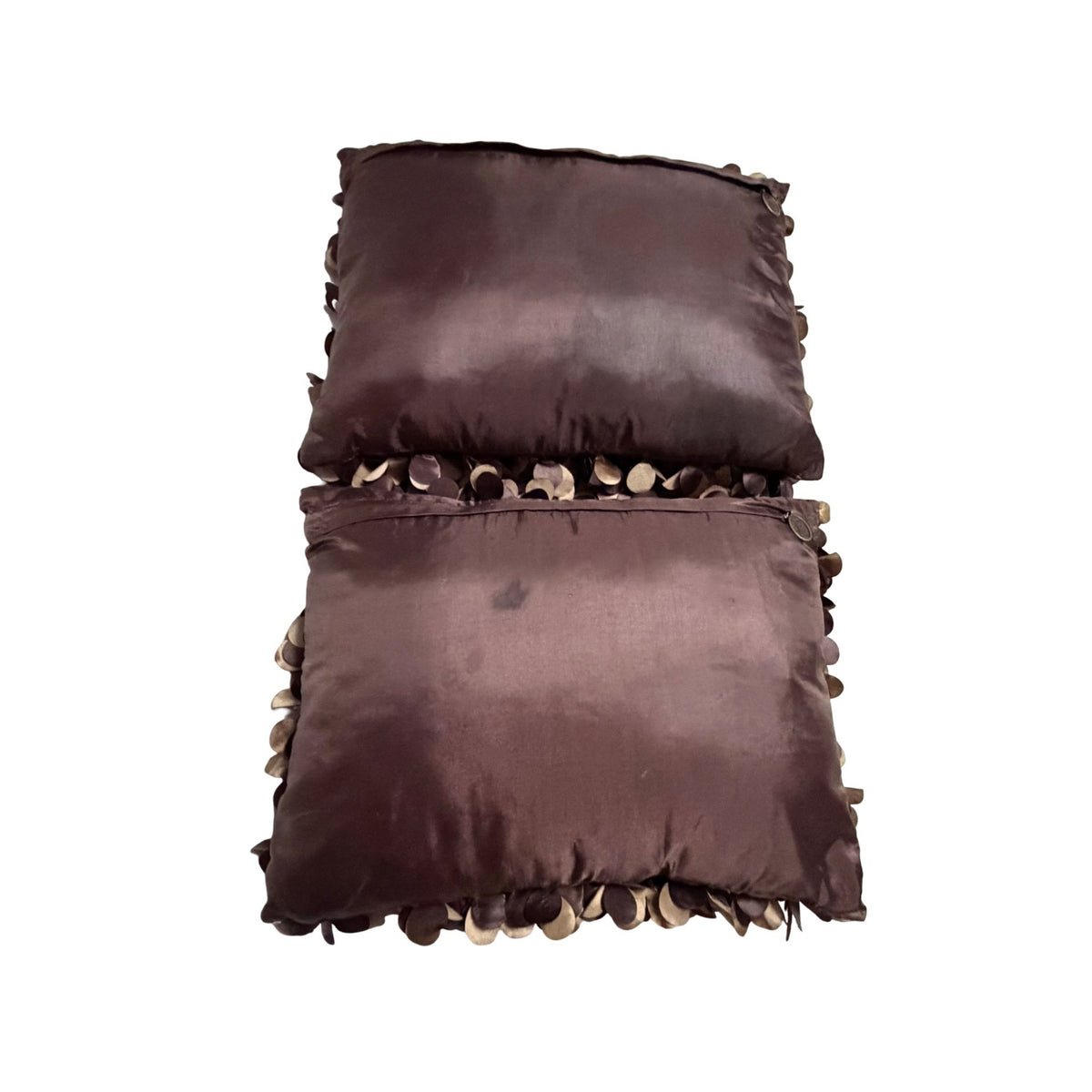 Pier 1 Imports Petal Pillows Brown Gold 3D Floral Throw Cushions 16x12 Set of 2
