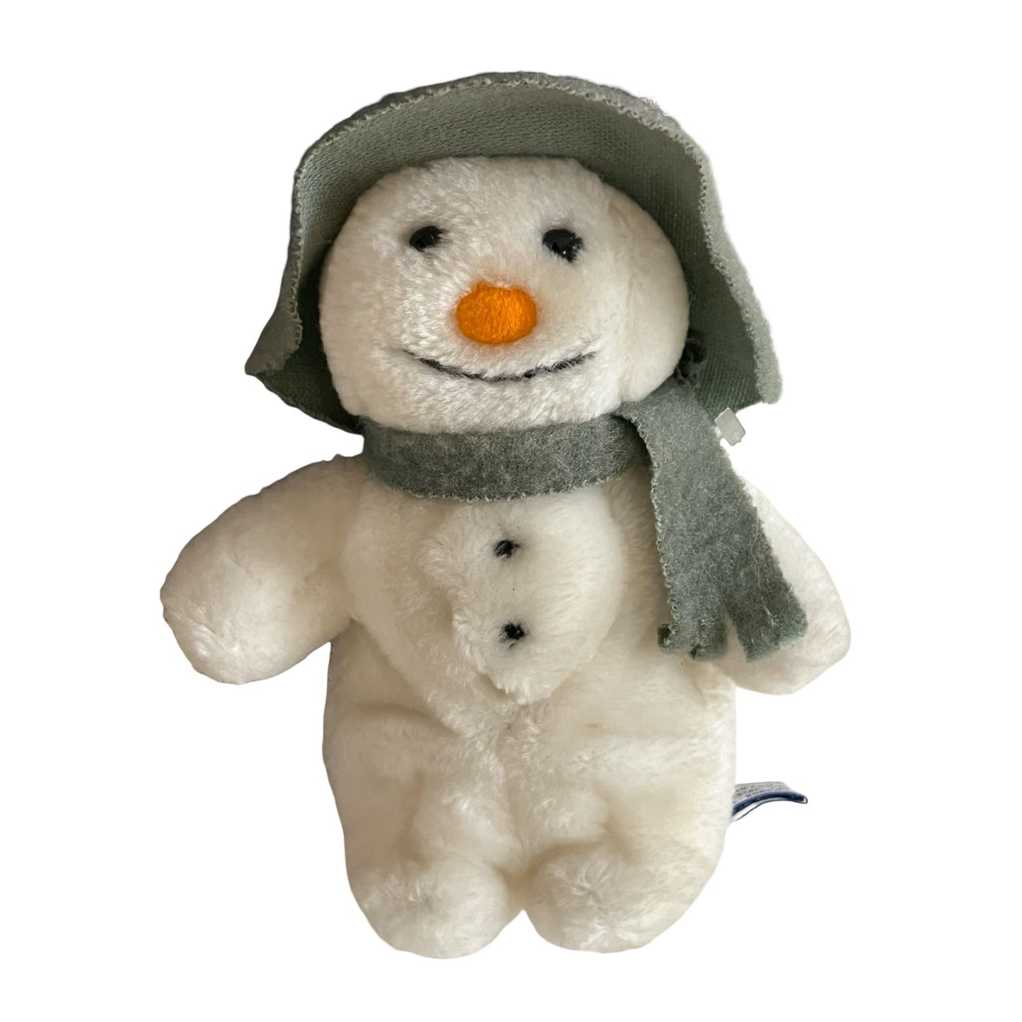 Vintage Eden Toys Snowman Plush 1985 Korea Stuffed Animal Winter Christmas Hat Scarf