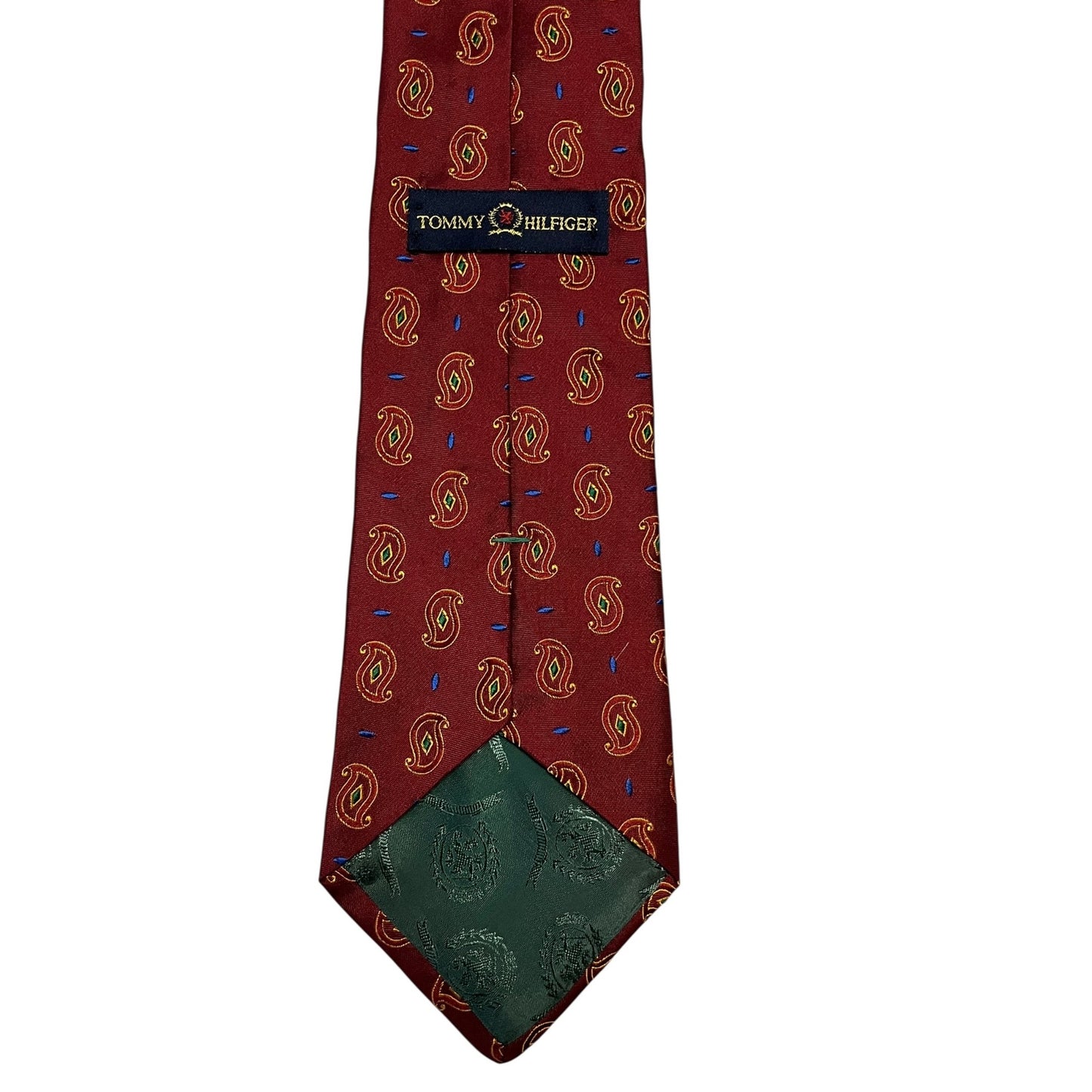 Tommy Hilfiger Silk Necktie Red Paisley Classic Designer Tie Made in Korea