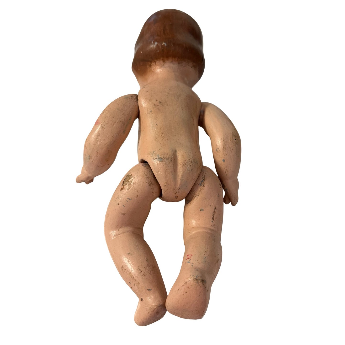 Vintage 10" Composition Baby Doll Jointed Arms & Legs Brown Hair Sleepy Eyes