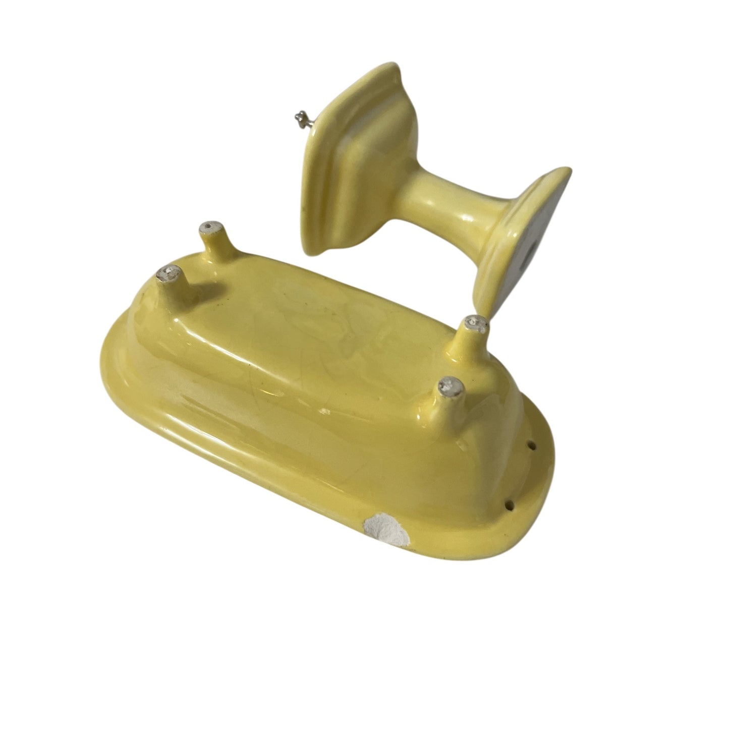 Vintage Miniature Yellow Bathroom Set Sink Bathtub Dollhouse Scale Ceramic