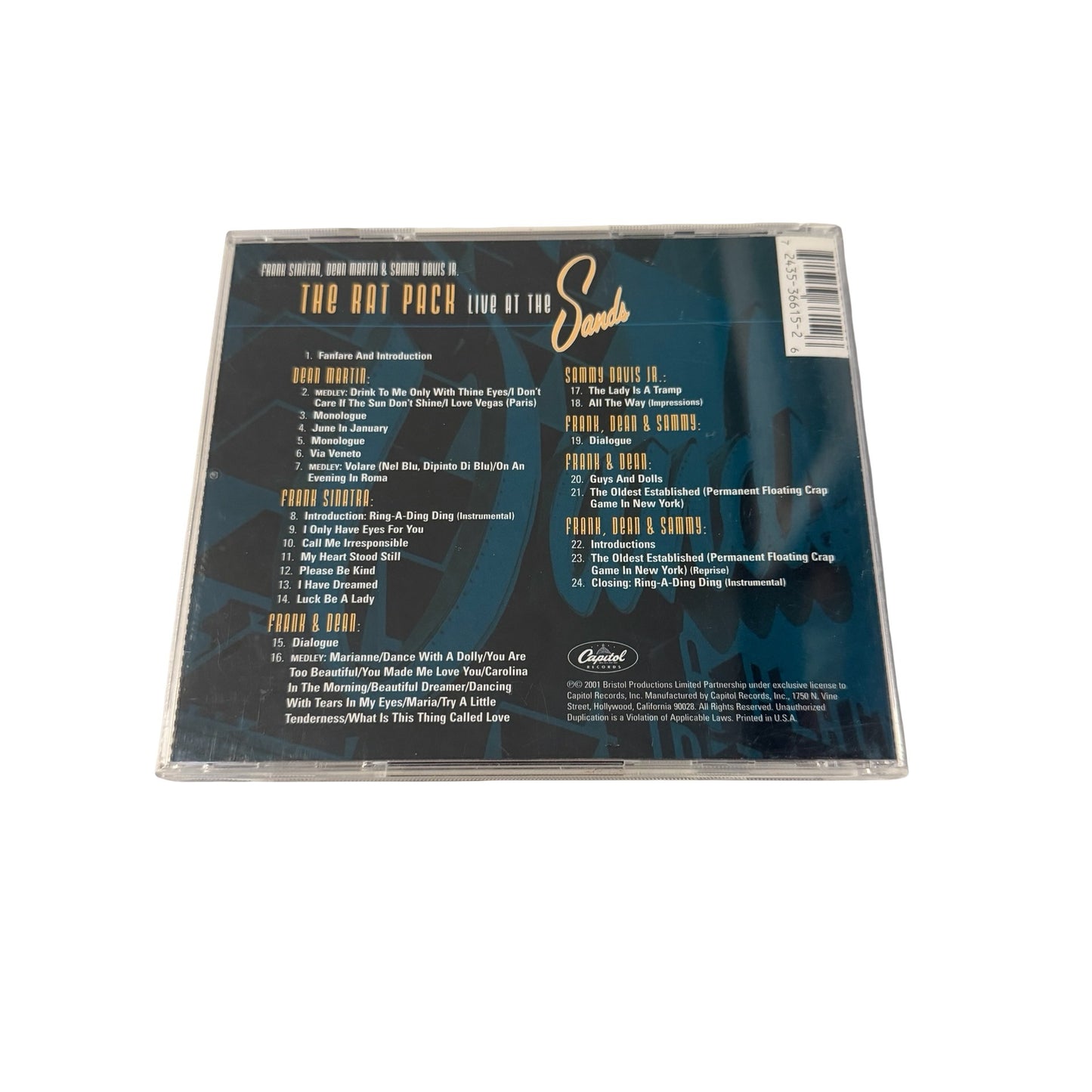The Rat Pack Live at the Sands CD Frank Sinatra Dean Martin Sammy Davis Jr Capitol 2001