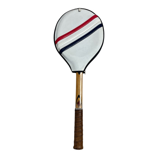 Vintage Nine Ply Wooden Tennis Racket with Cover – DeLuxe Laminated Hardwood, Ultra Tac Grip by Lamkin