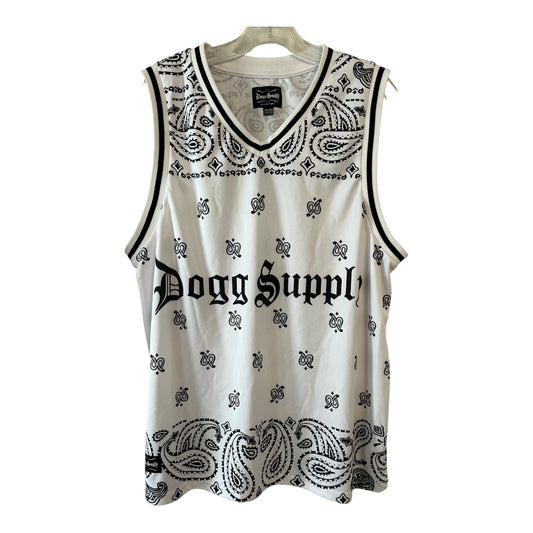 Dogg Supply by Snoop Dogg 2XL Tank Top – White Bandana Mesh Jersey – Vintage Y2K–2010s Streetwear