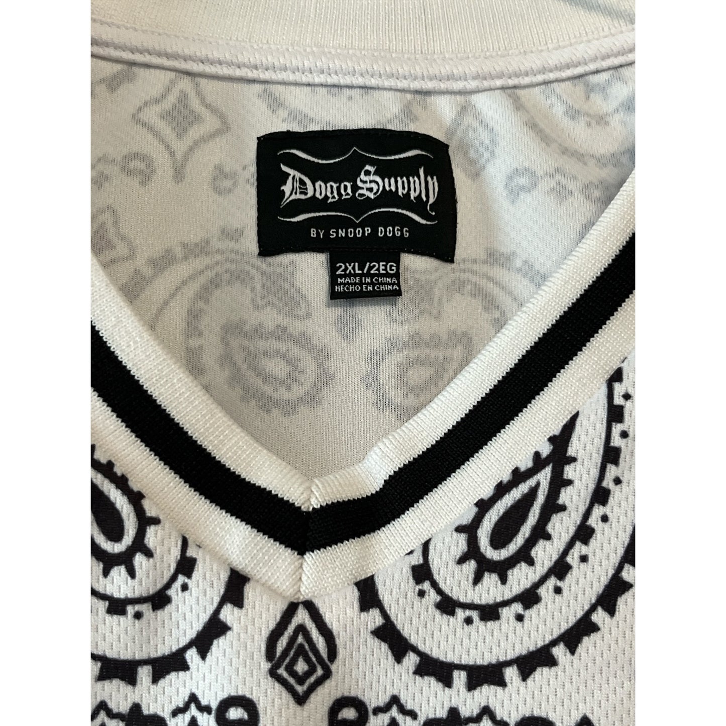 Dogg Supply by Snoop Dogg 2XL Tank Top – White Bandana Mesh Jersey – Vintage Y2K–2010s Streetwear