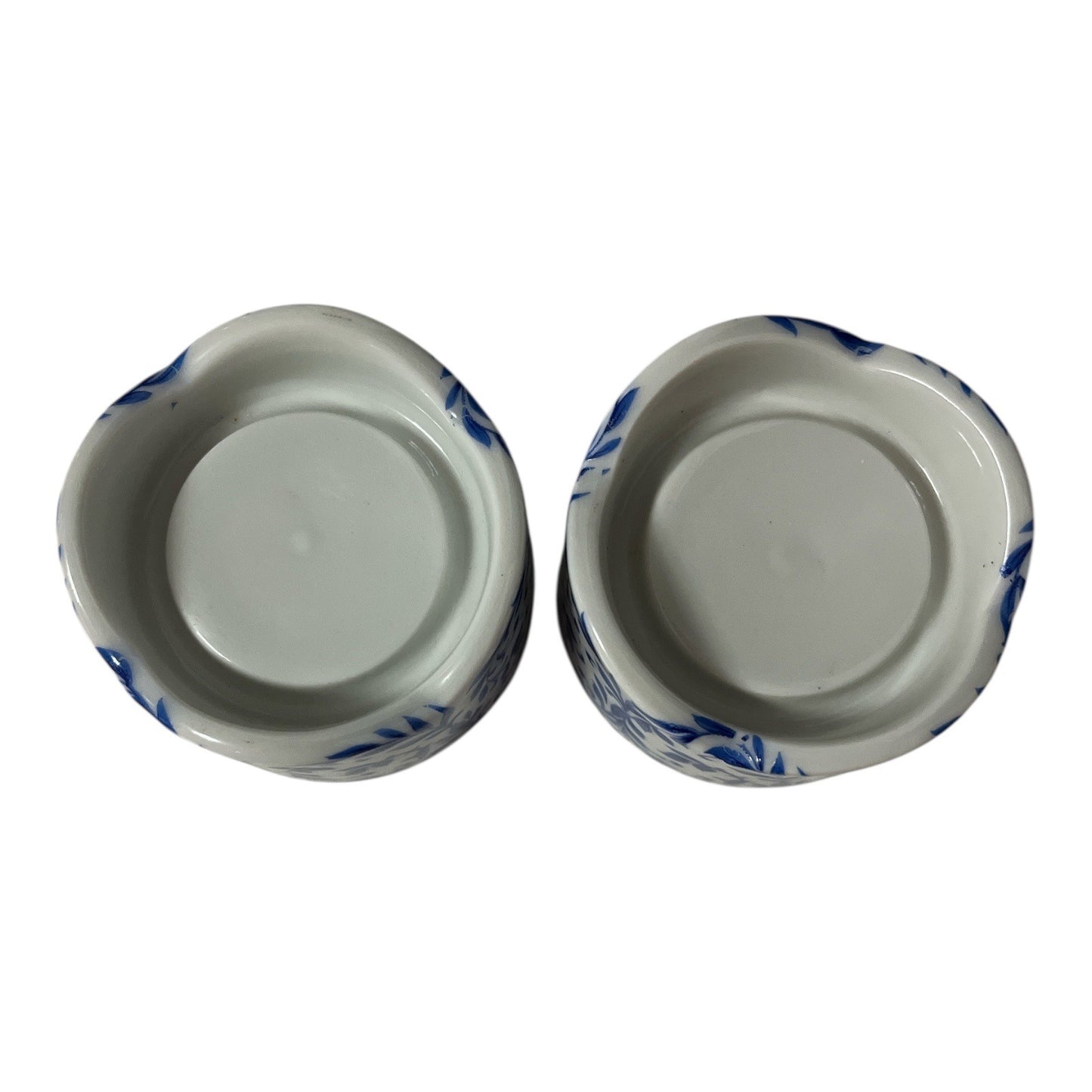 Vintage Funny Design Blue White Candle Holders Pair West Germany Ceramic