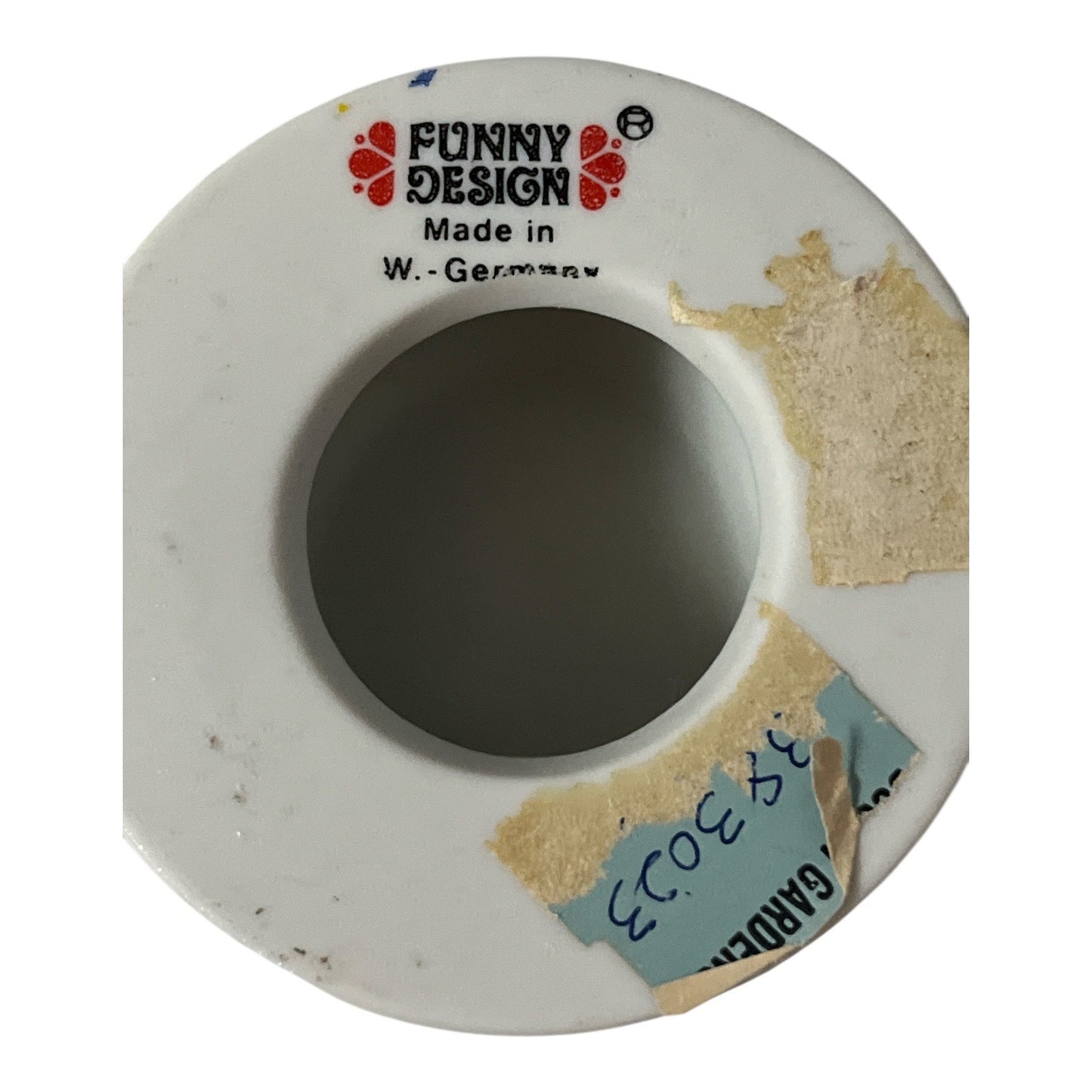 Vintage Funny Design Blue White Candle Holders Pair West Germany Ceramic