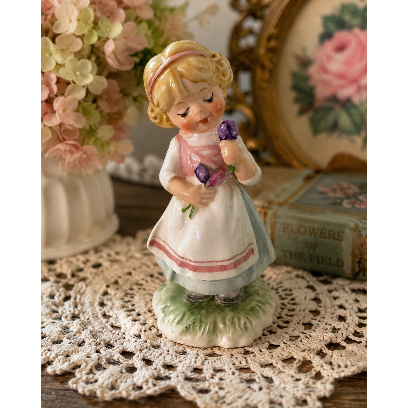 Vintage Goebel Love Figurine W Germany 1978 Girl Holding Flowers Porcelain