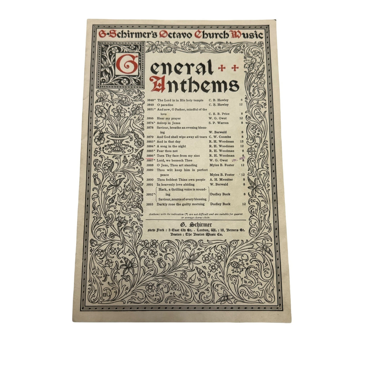 Antique G Schirmer General Anthems Church Choir Sheet Music Lot of 6 Victorian