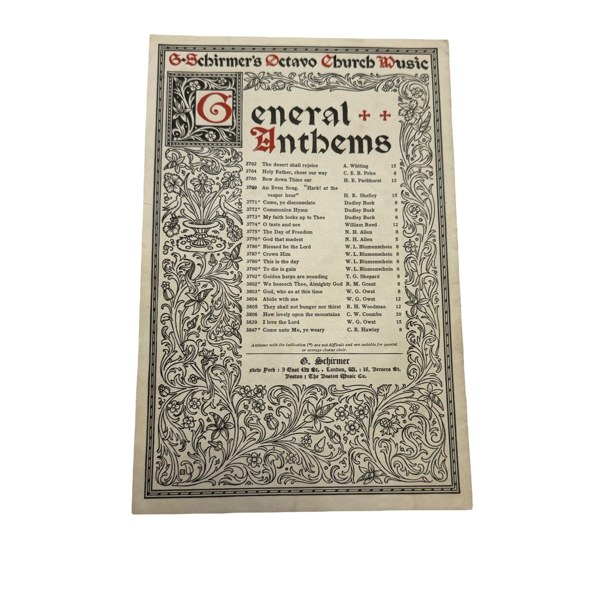 Antique G Schirmer General Anthems Church Choir Sheet Music Lot of 6 Victorian