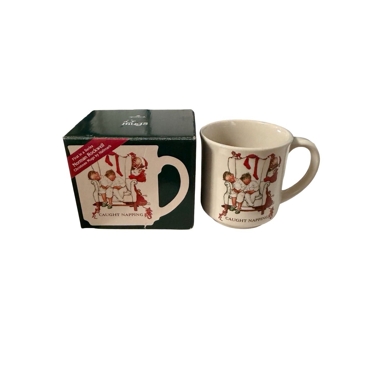 Hallmark Norman Rockwell Caught Napping Christmas Mug with Box 1987 First in Series