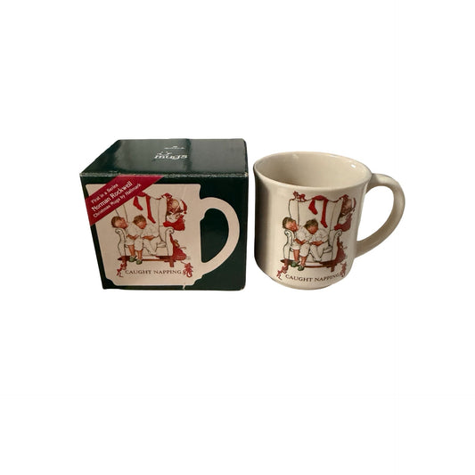 Hallmark Norman Rockwell Caught Napping Christmas Mug with Box 1987 First in Series