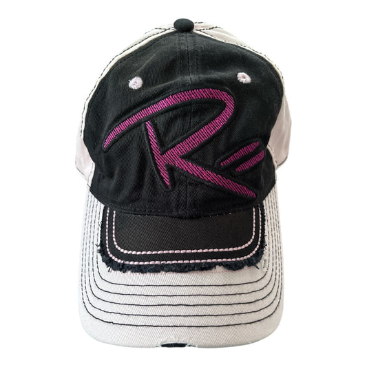 Vintage Rascal Flatts Distressed Embroidered Adjustable Baseball Cap Black Pink White