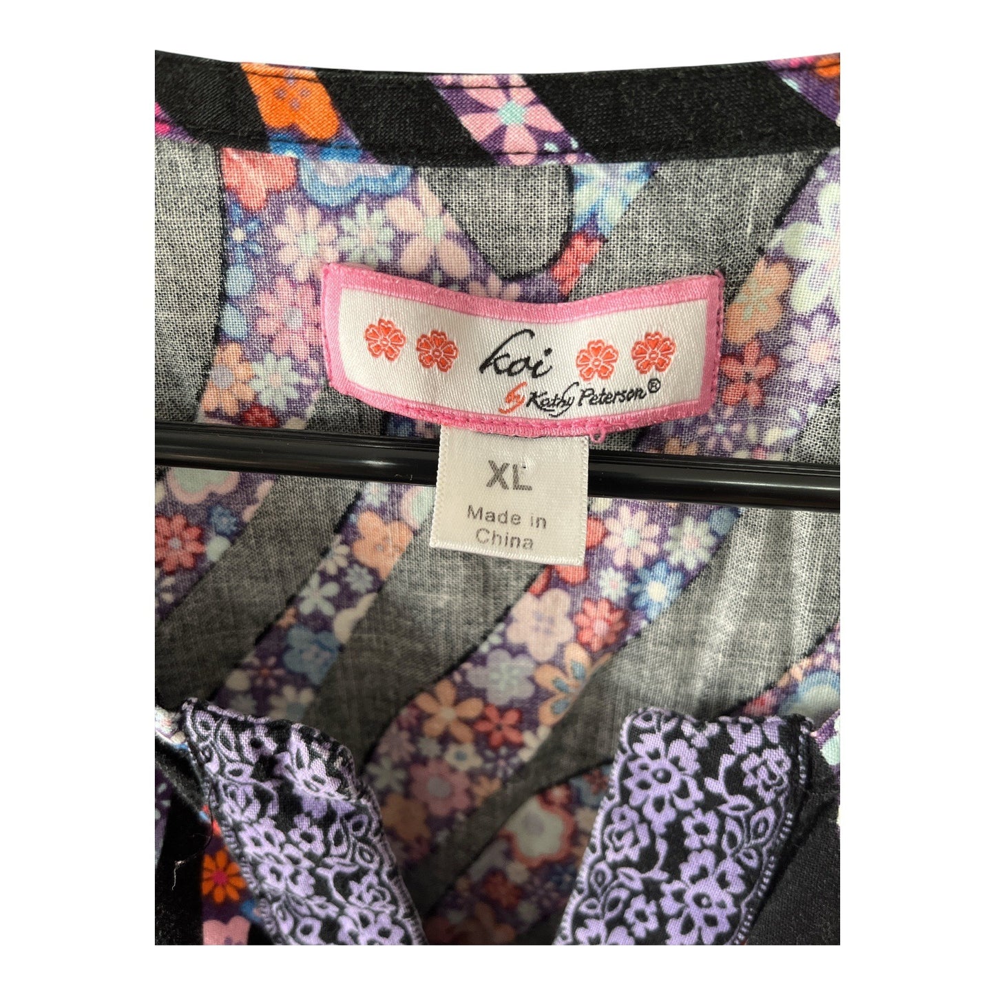 Set of 2 XL Koi Women’s Scrub Tops Floral & Abstract Prints 100% Cotton
