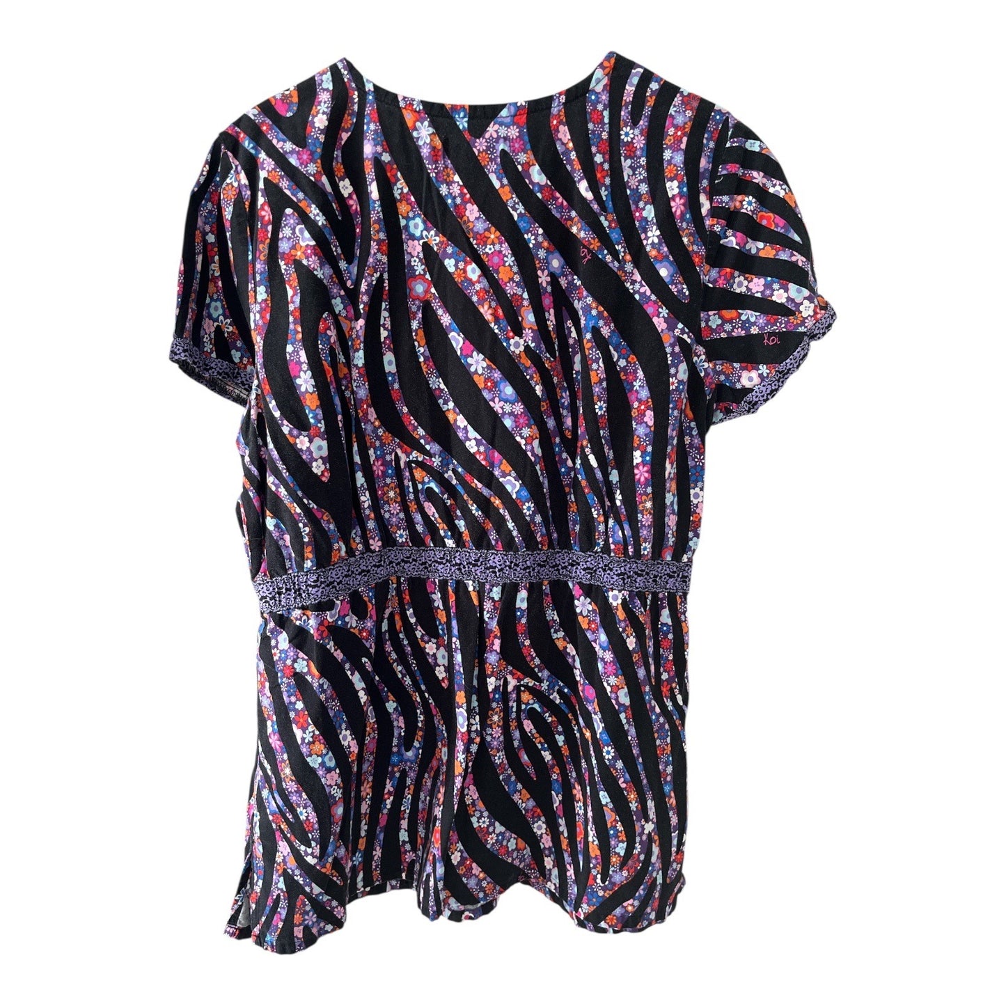 Set of 2 XL Koi Women’s Scrub Tops Floral & Abstract Prints 100% Cotton
