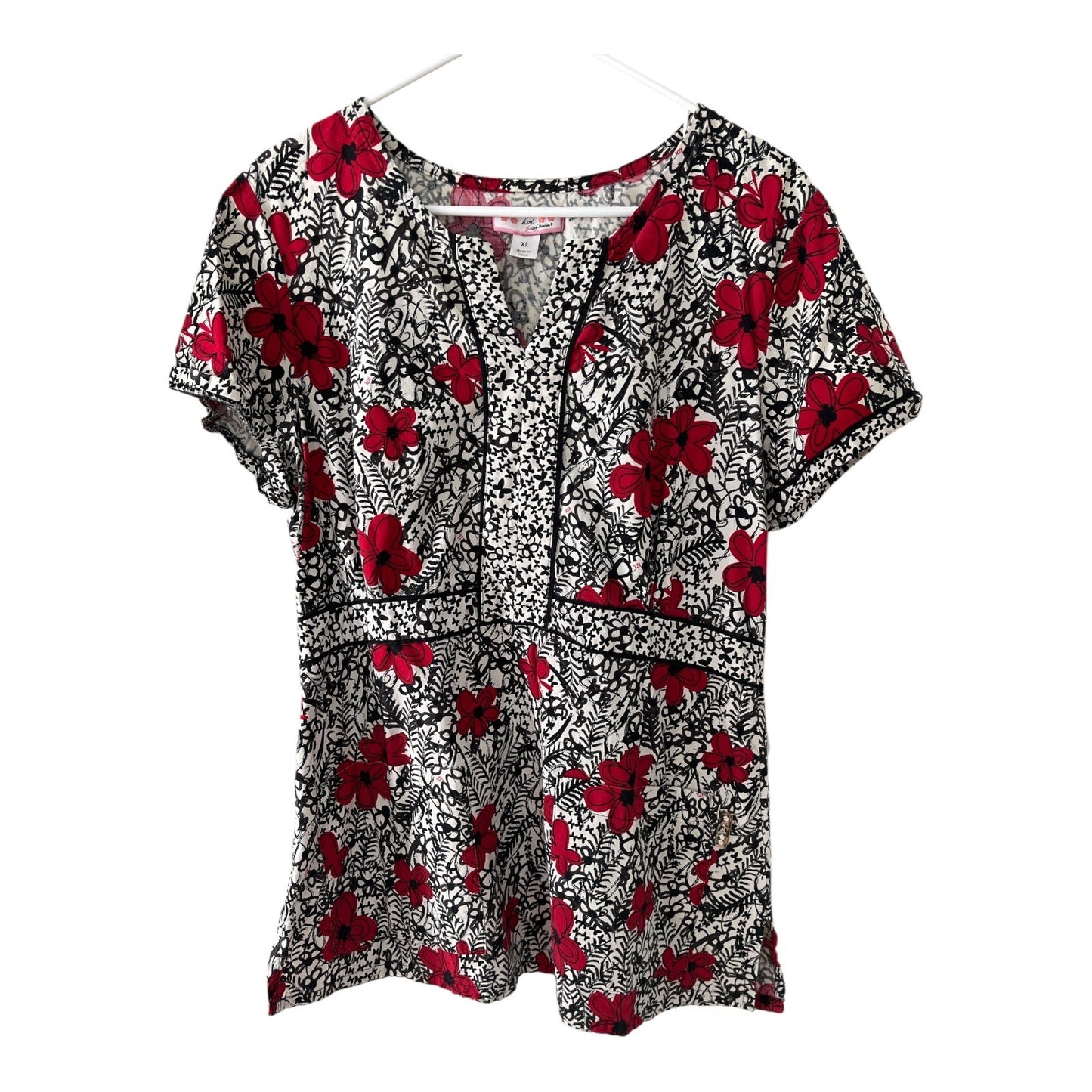 Set of 2 XL Koi Women’s Scrub Tops Floral & Abstract Prints 100% Cotton