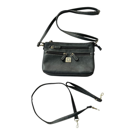 Stone Mountain Gray Faux Leather Crossbody Bag – Multi-Zip – Adjustable Strap – Detachable Crossbody/Wristlet Strap