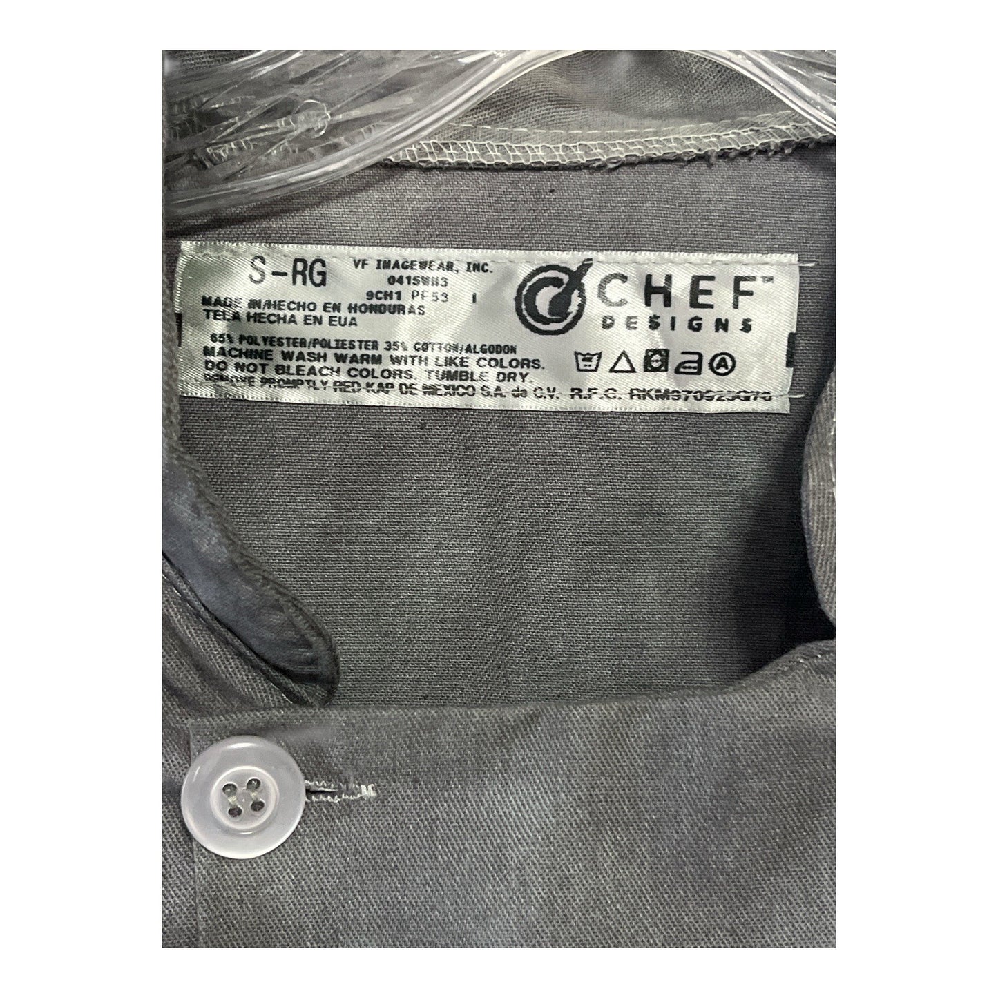 Chef Designs Gray Double-Breasted Chef Coat Men’s Size S-RG Long Sleeve