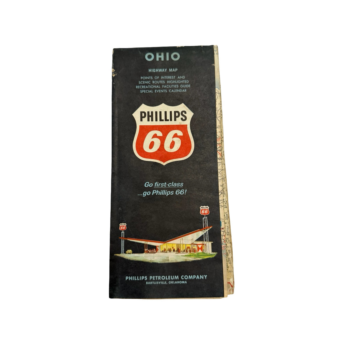 1964 Phillips 66 Ohio Highway Road Map H.M. Gousha Vintage Gas Station Advertising