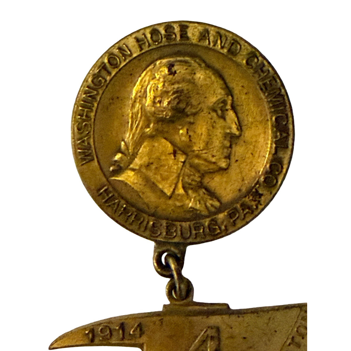 Vintage 1914 Washington Hose & Chemical Co No. 4 Firefighter Badge Harrisburg PA Medal