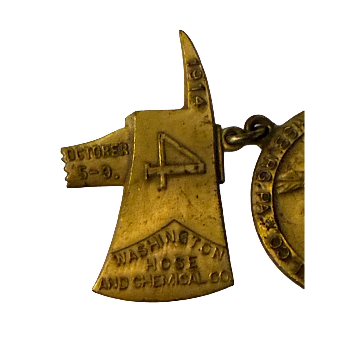 Vintage 1914 Washington Hose & Chemical Co No. 4 Firefighter Badge Harrisburg PA Medal