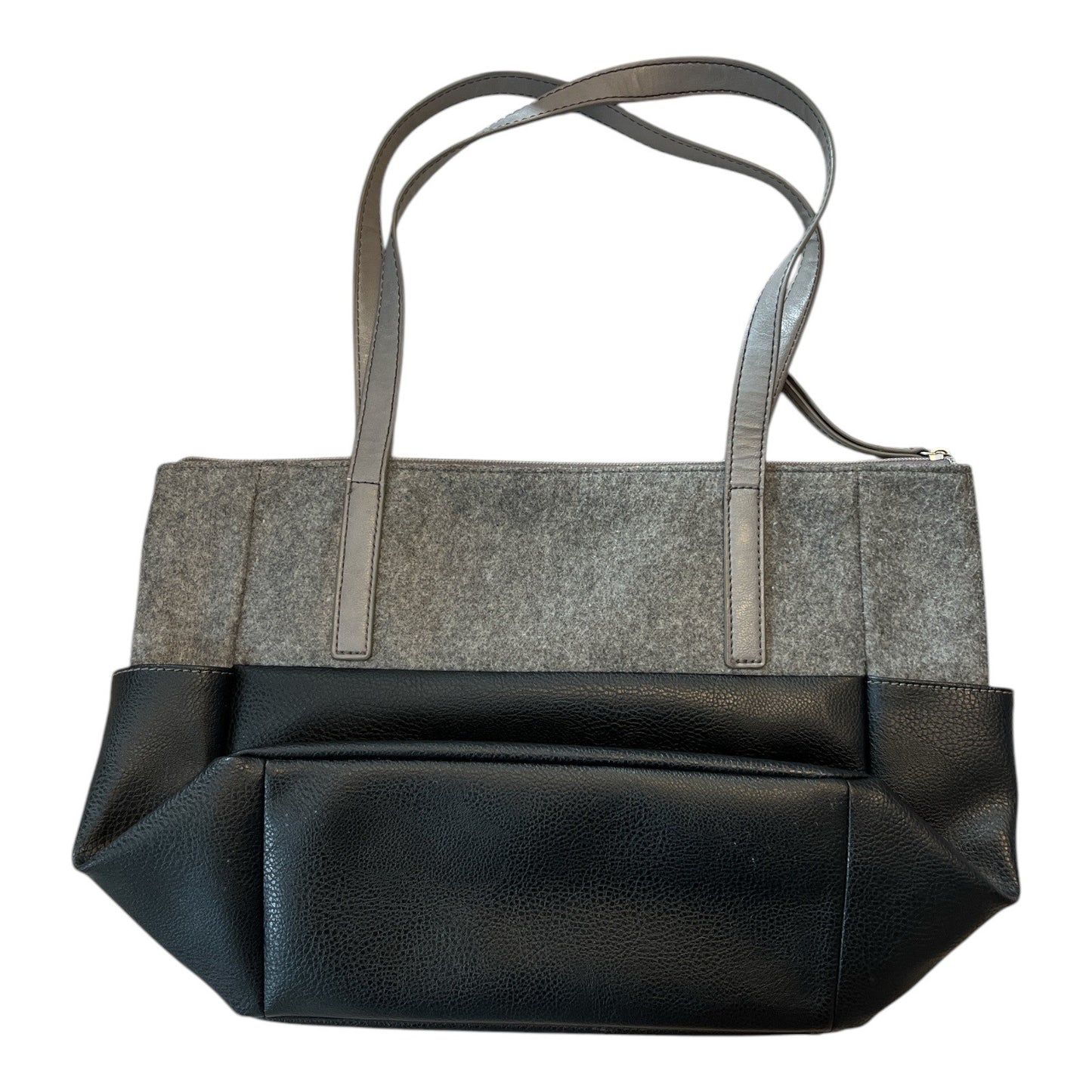 Relic Tote Bag Gray Felt & Black Faux Leather Shoulder Bag Early 2000s Vintage