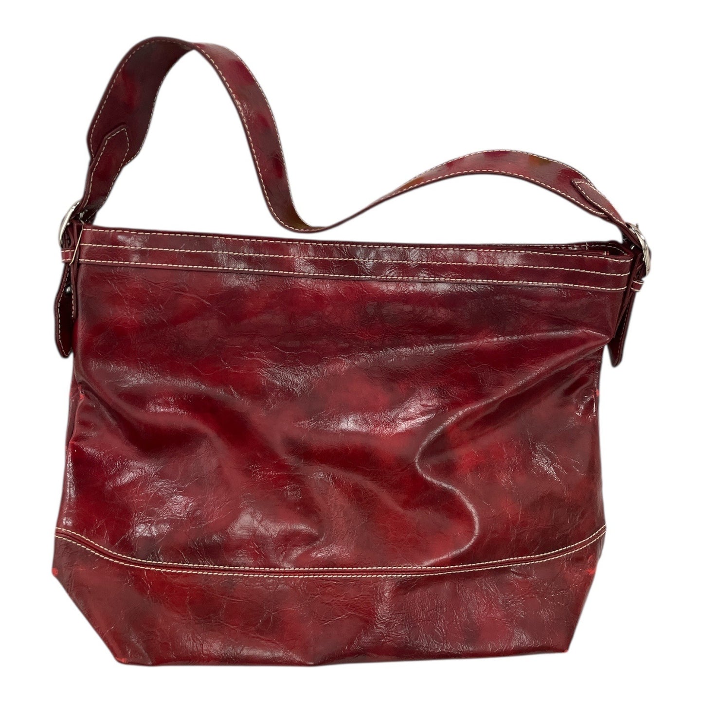 Nine West Burgundy Faux Leather Shoulder Bag Slouchy Hobo Purse Vintage