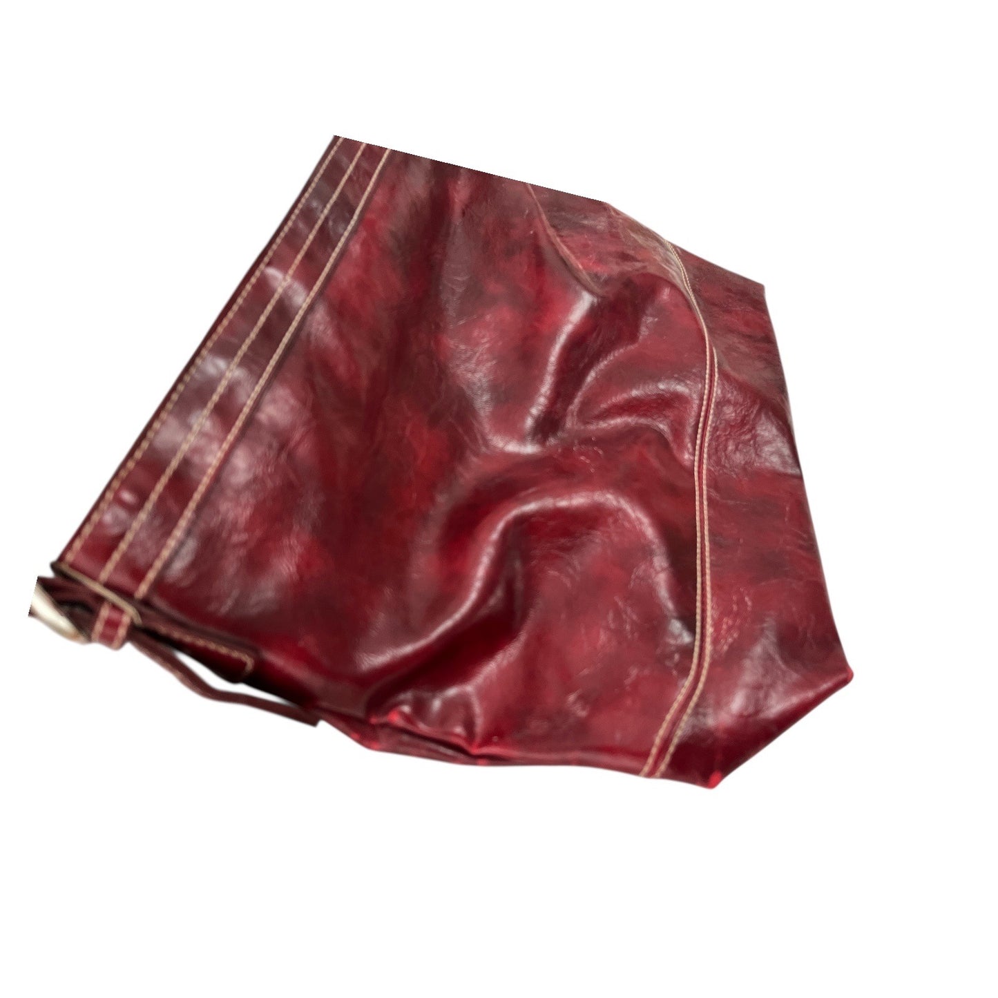 Nine West Burgundy Faux Leather Shoulder Bag Slouchy Hobo Purse Vintage