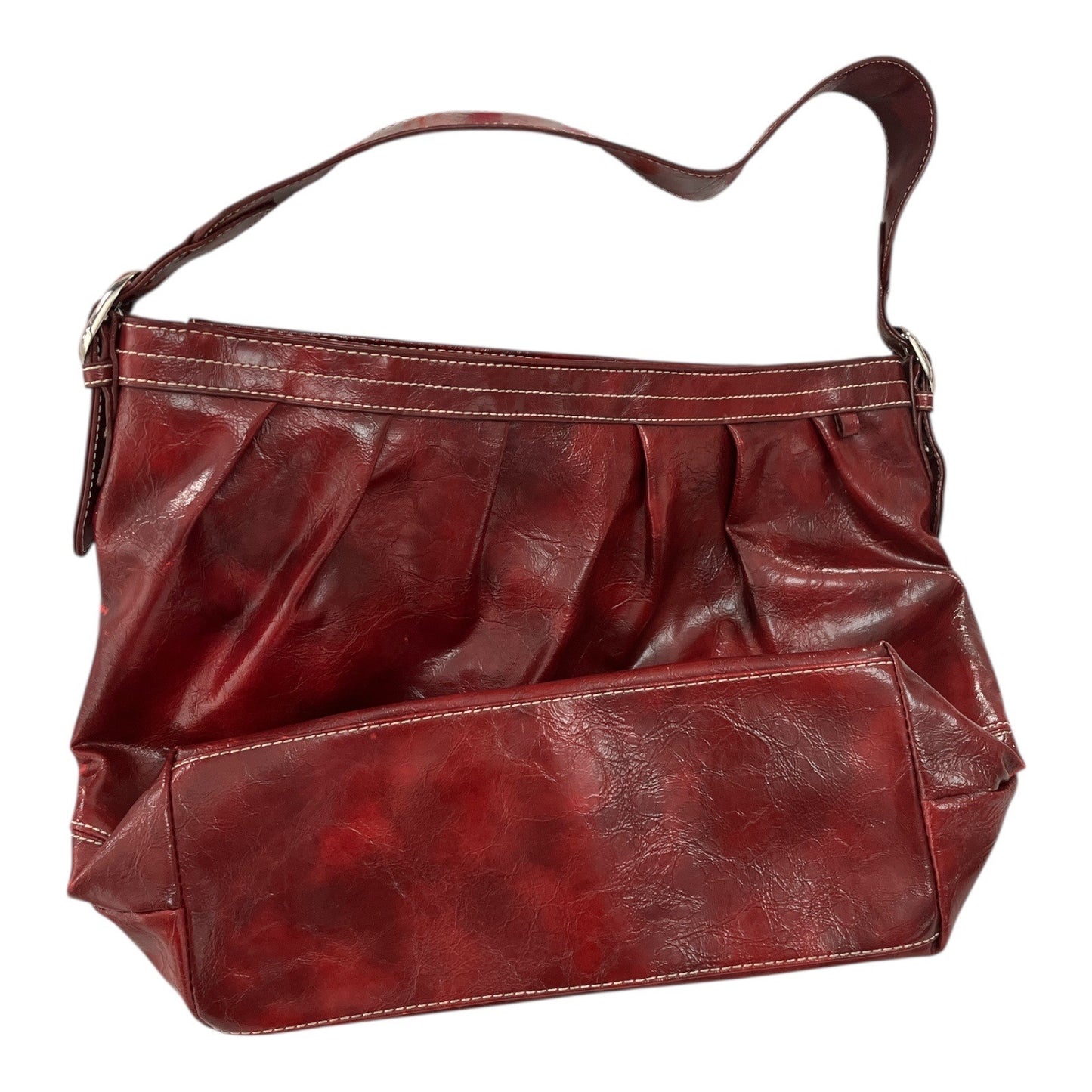 Nine West Burgundy Faux Leather Shoulder Bag Slouchy Hobo Purse Vintage