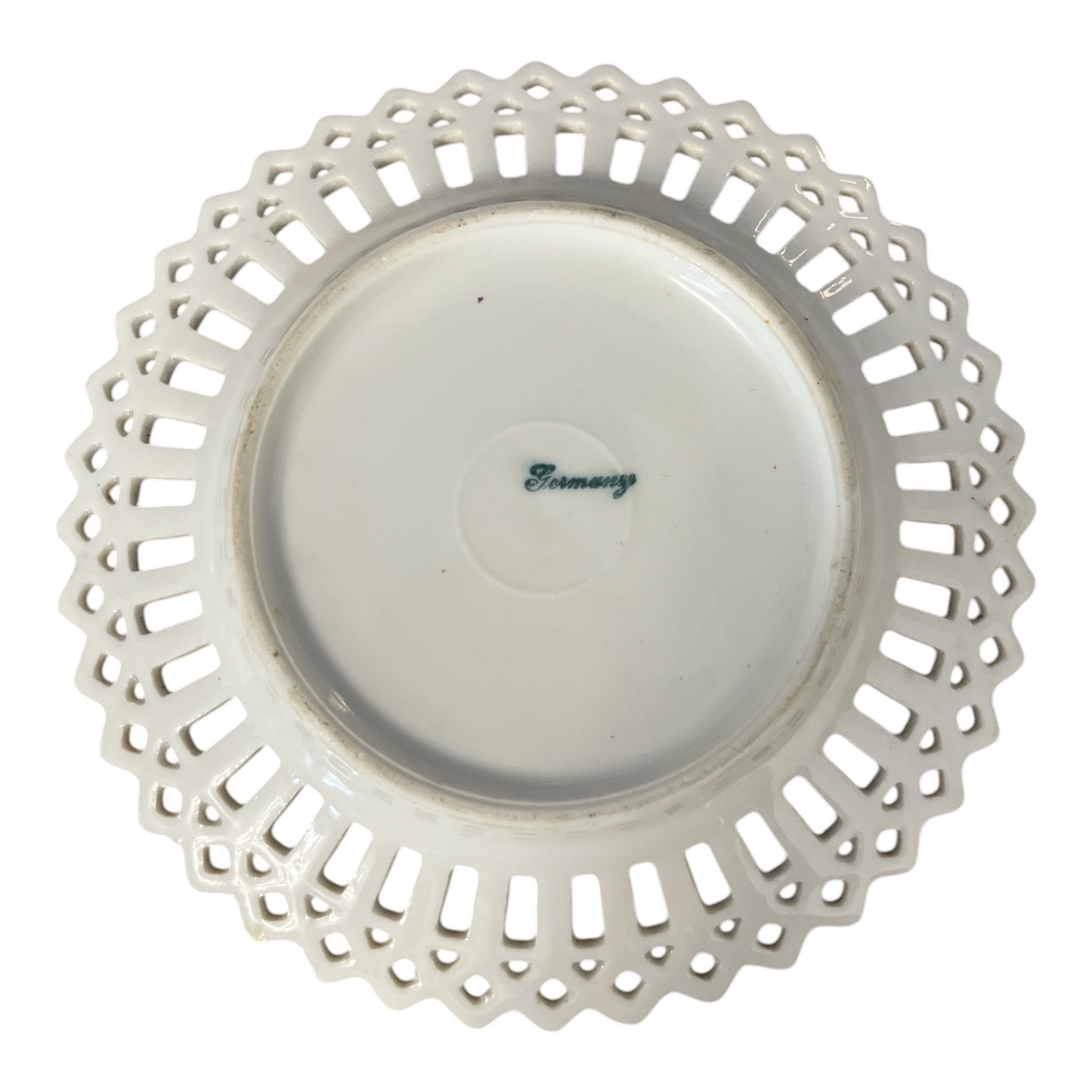 German Porcelain Pierced Rim Plate Romantic Courting Scene