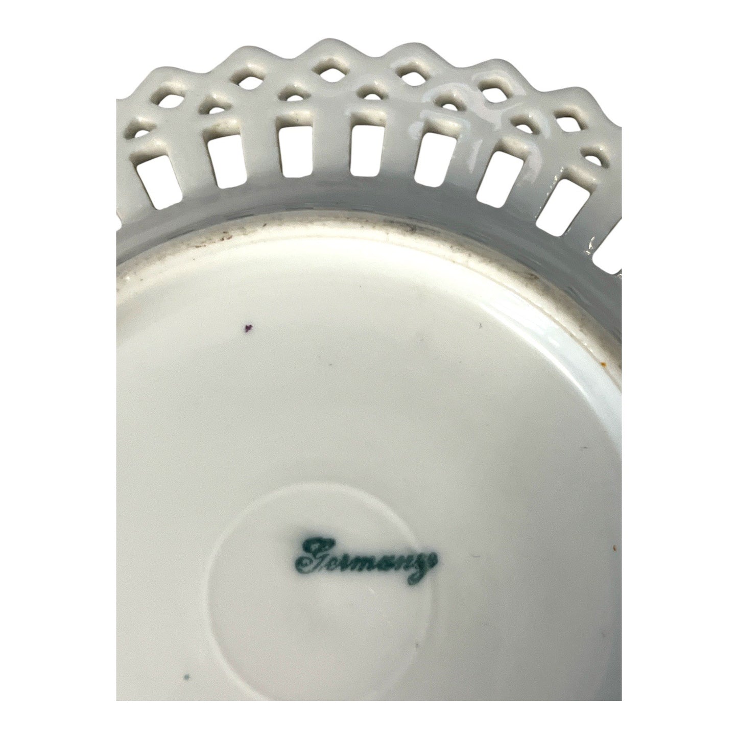 German Porcelain Pierced Rim Plate Romantic Courting Scene