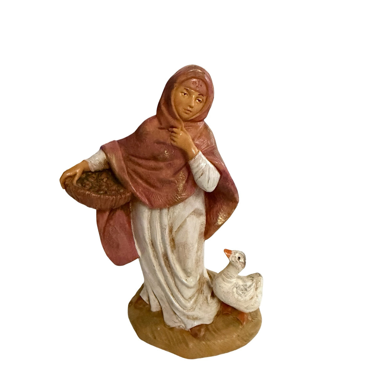 Vintage Fontanini Deborah Goose Girl 5 Inch Nativity Figurine #110 Italy Story Booklet