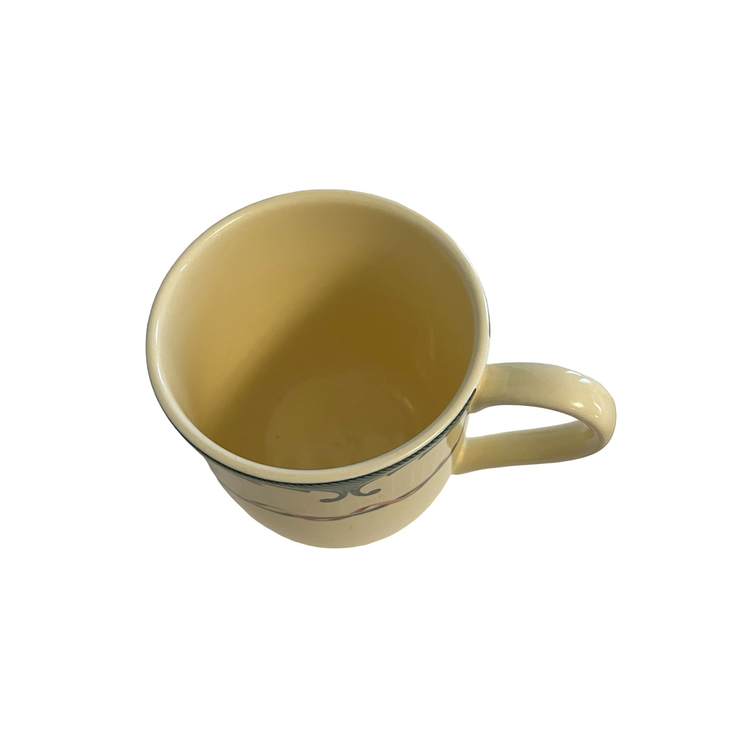 Lenox Tan Coffee Mug Green Scroll Border Ribbon Pattern Dishwasher Safe Set or Single