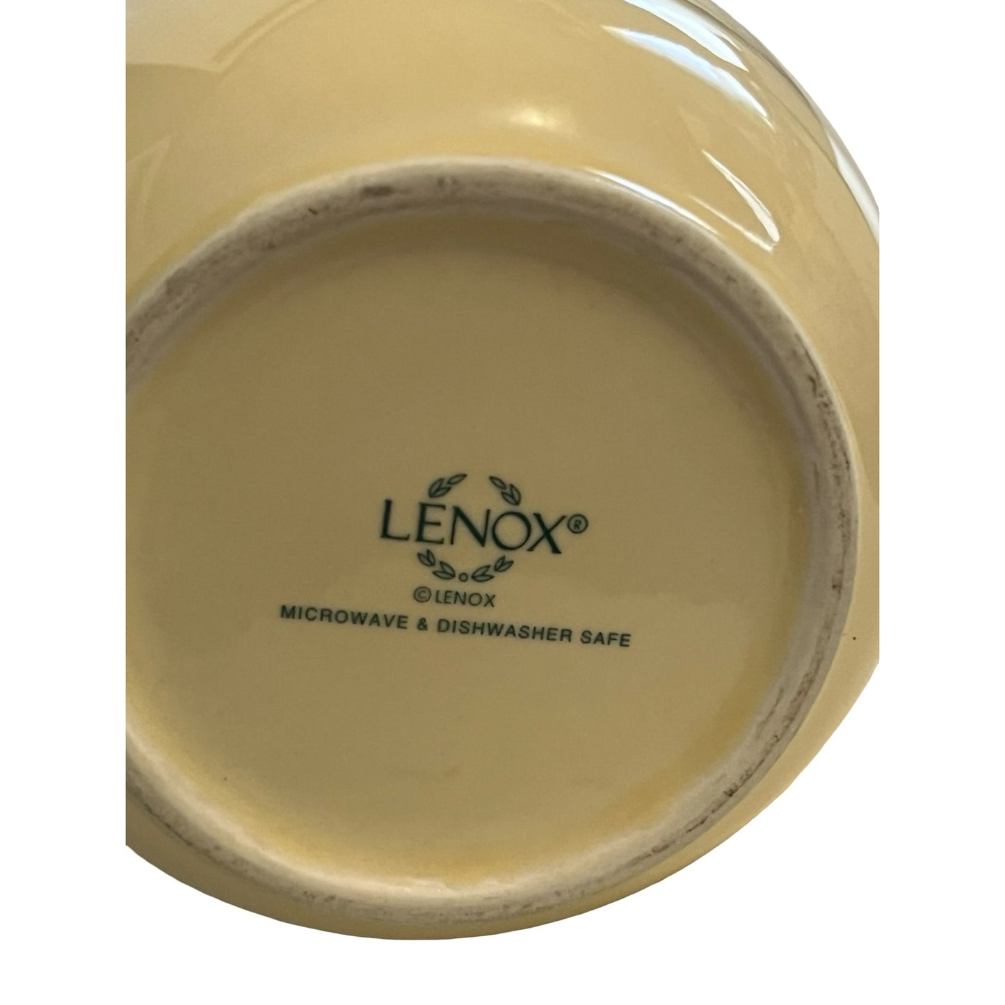 Lenox Tan Coffee Mug Green Scroll Border Ribbon Pattern Dishwasher Safe Set or Single
