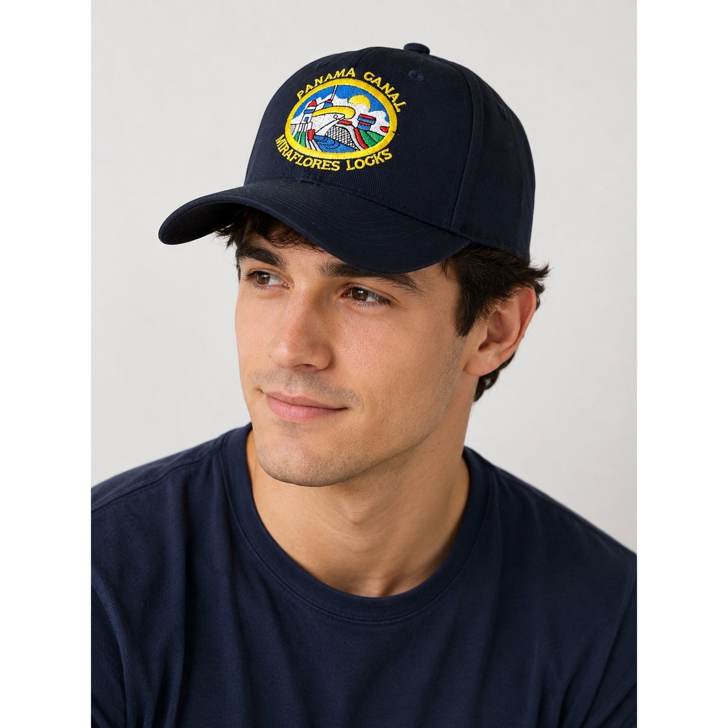 Panama Canal Miraflores Locks Embroidered Adjustable Baseball Cap Navy Blue Tourist Hat