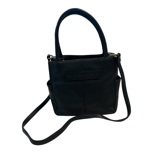 Fossil Black Leather Satchel Crossbody Bag – Top Handles & Zip Pocket – 8 x 10 x 3 in – 5” Drop