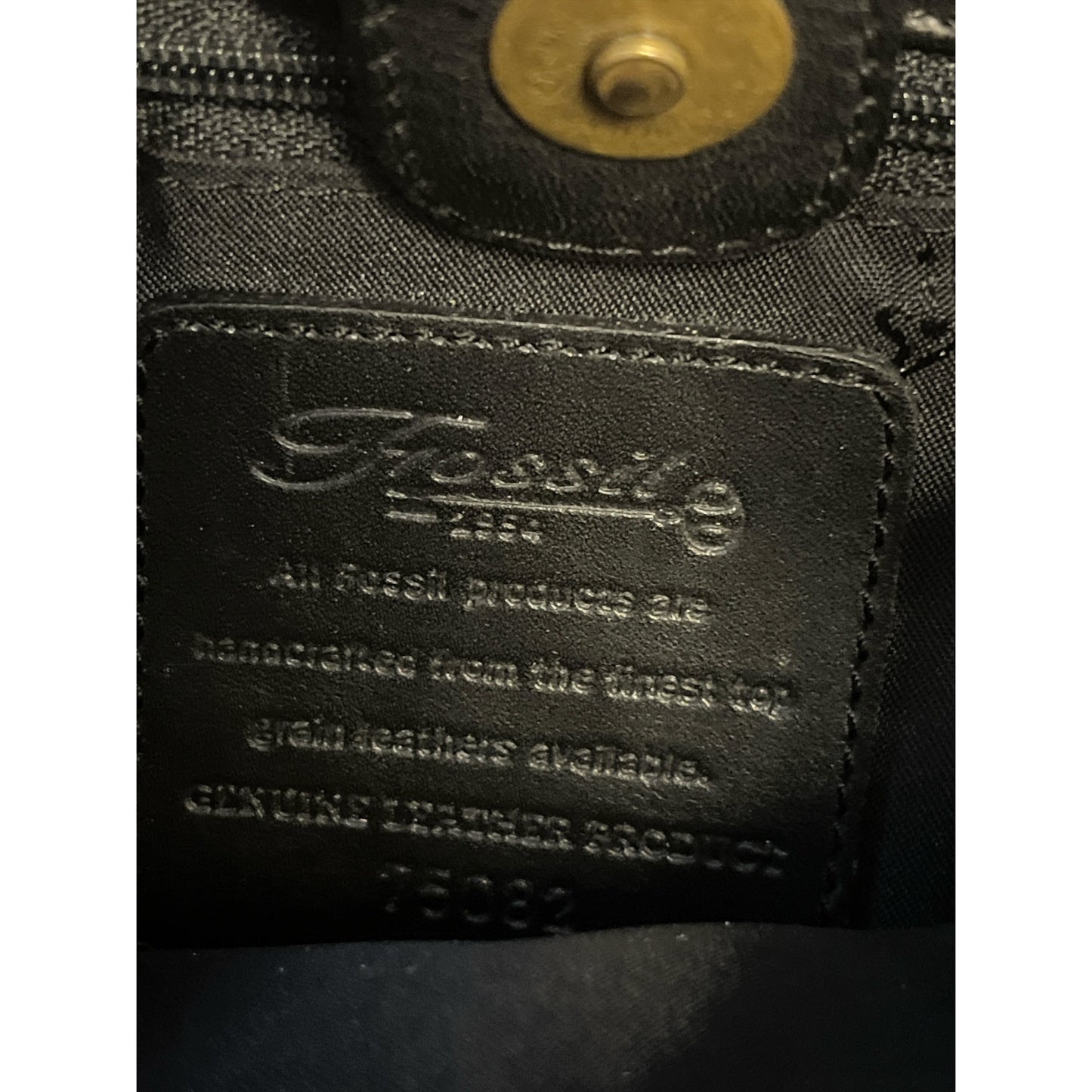 Fossil Black Leather Satchel Crossbody Bag – Top Handles & Zip Pocket – 8 x 10 x 3 in – 5” Drop