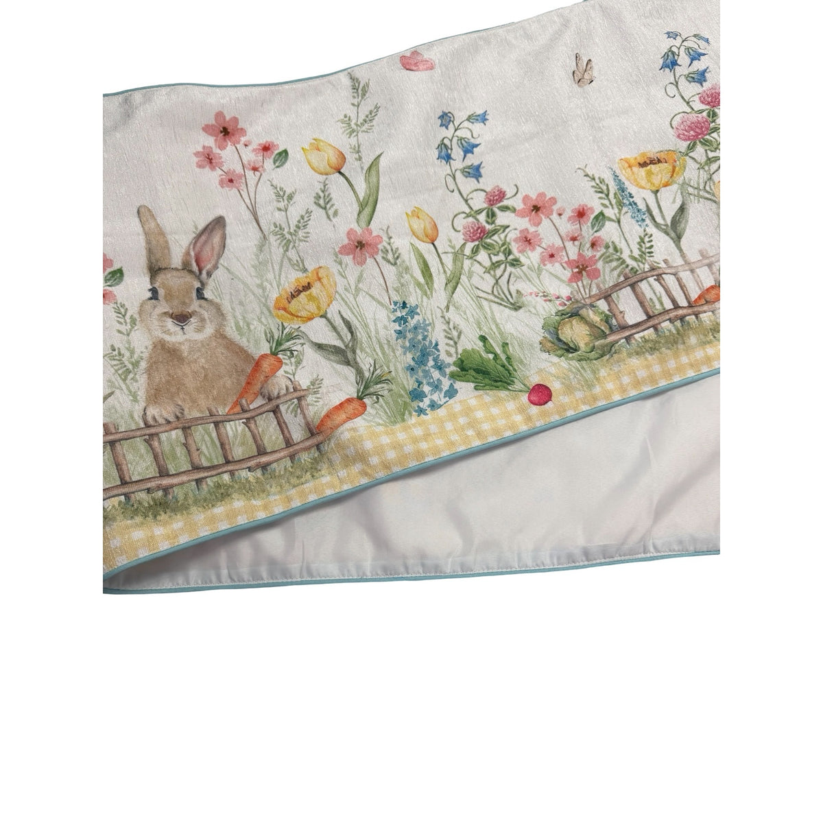 Tahari Home Spring Easter Bunny Garden Table Runner 90" Floral Rabbit