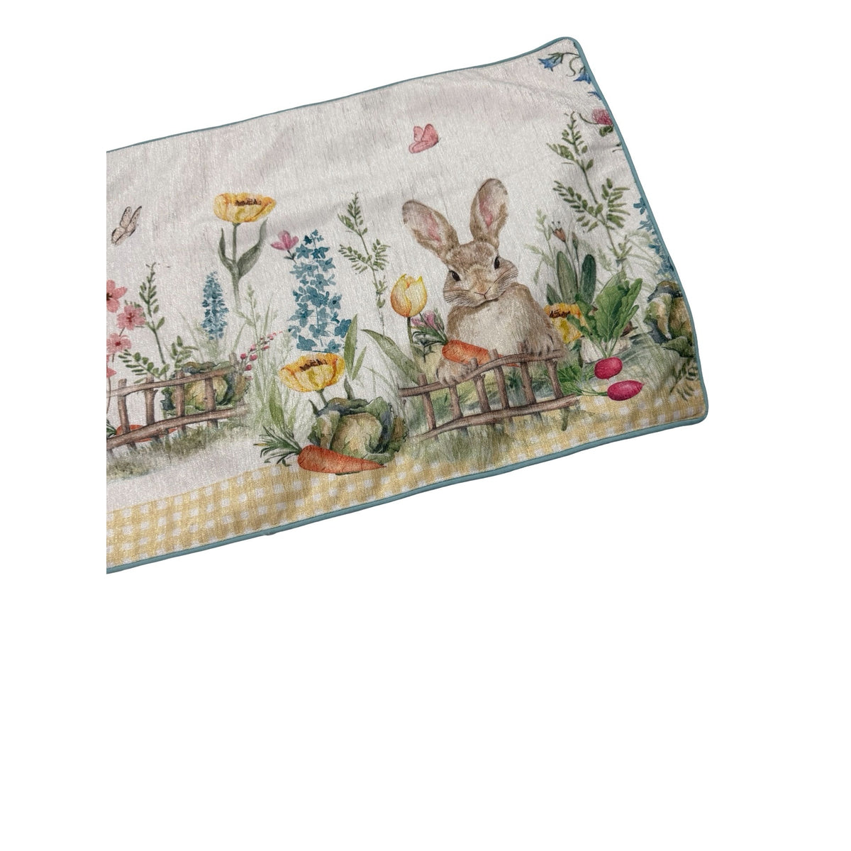 Tahari Home Spring Easter Bunny Garden Table Runner 90" Floral Rabbit