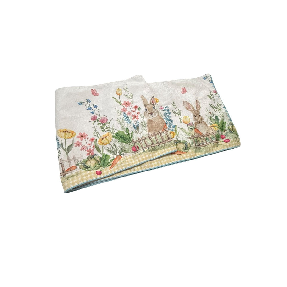 Tahari Home Spring Easter Bunny Garden Table Runner 90" Floral Rabbit