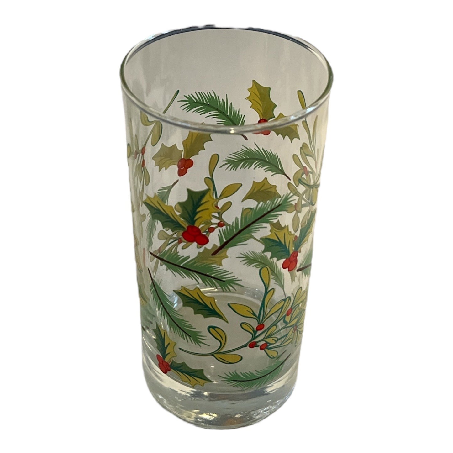 Vintage Crisa Holiday Glasses – Set of 3 Christmas Tumblers – Holly & Mistletoe