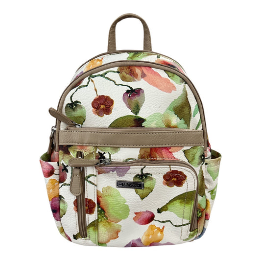 MultiSac Floral Mini Backpack Purse – Faux Leather, Zip Pockets, Adjustable Straps, 11x9x4