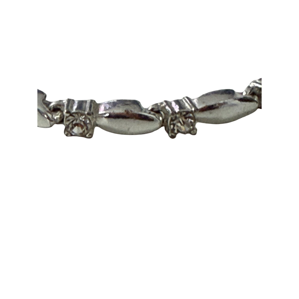 Vintage Avon Silver Tone Clear Rhinestone Geometric Link Bracelet 8.5"