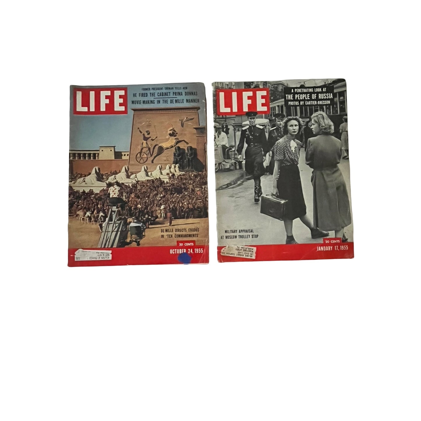 Vintage LIFE Magazine Lot 1955 January 17 & October 24 Issues Mid Century Ads Americana Ephemera