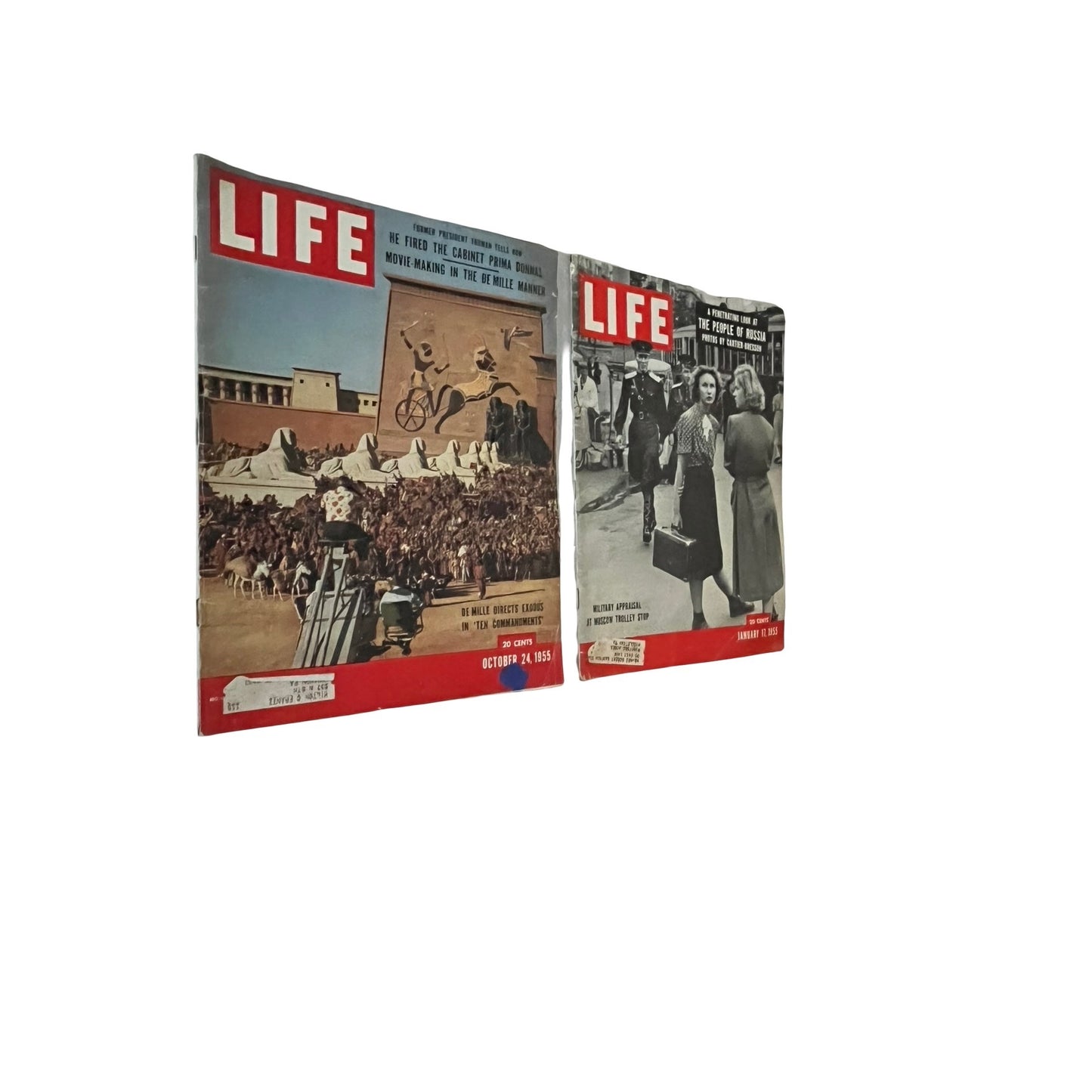 Vintage LIFE Magazine Lot 1955 January 17 & October 24 Issues Mid Century Ads Americana Ephemera