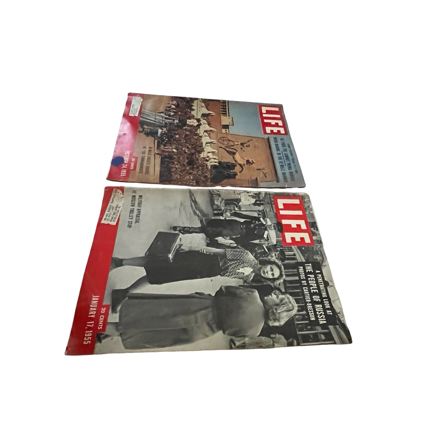 Vintage LIFE Magazine Lot 1955 January 17 & October 24 Issues Mid Century Ads Americana Ephemera