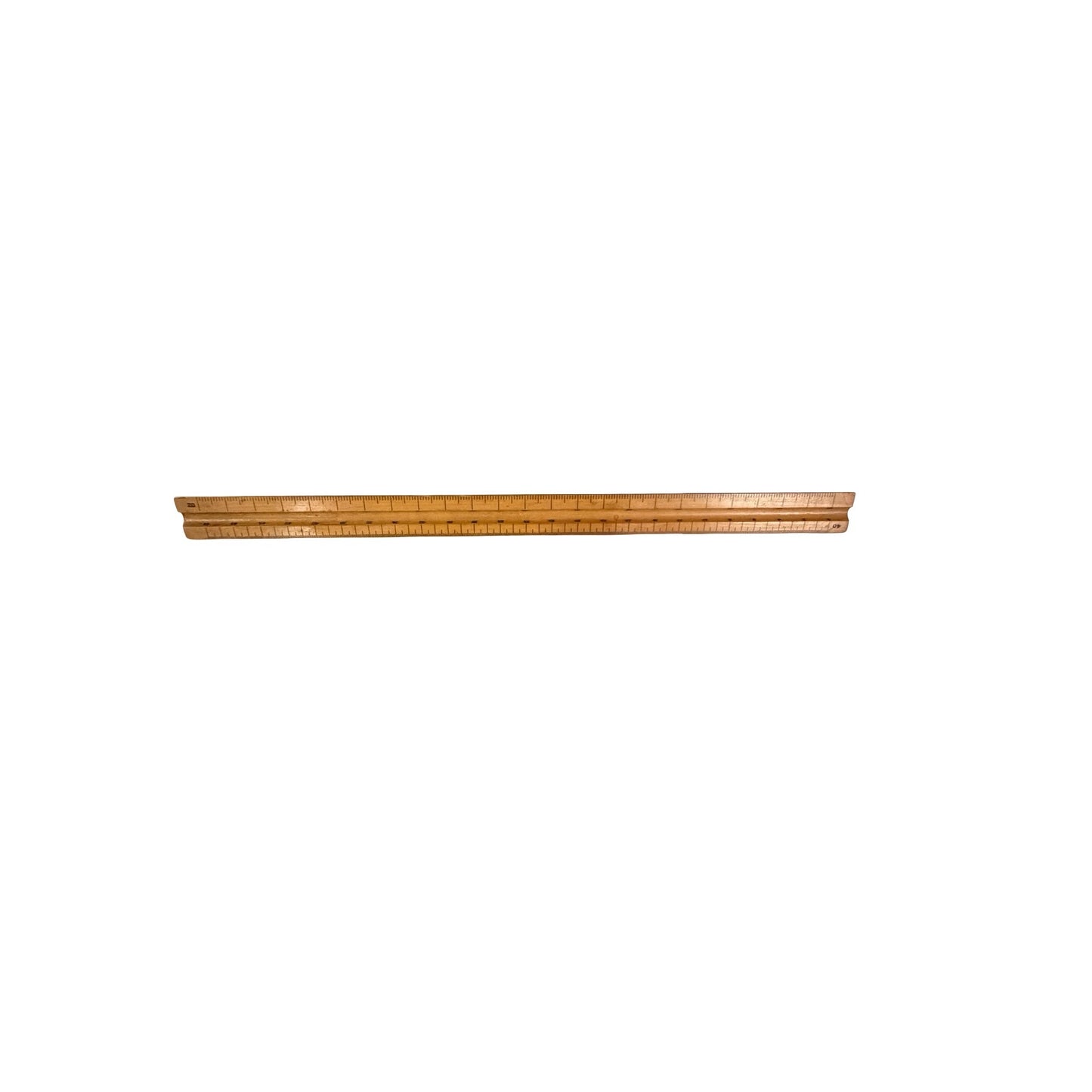 Vintage Wooden Triangular Architect Engineer Scale Ruler 60 cm Drafting Measuring Tool